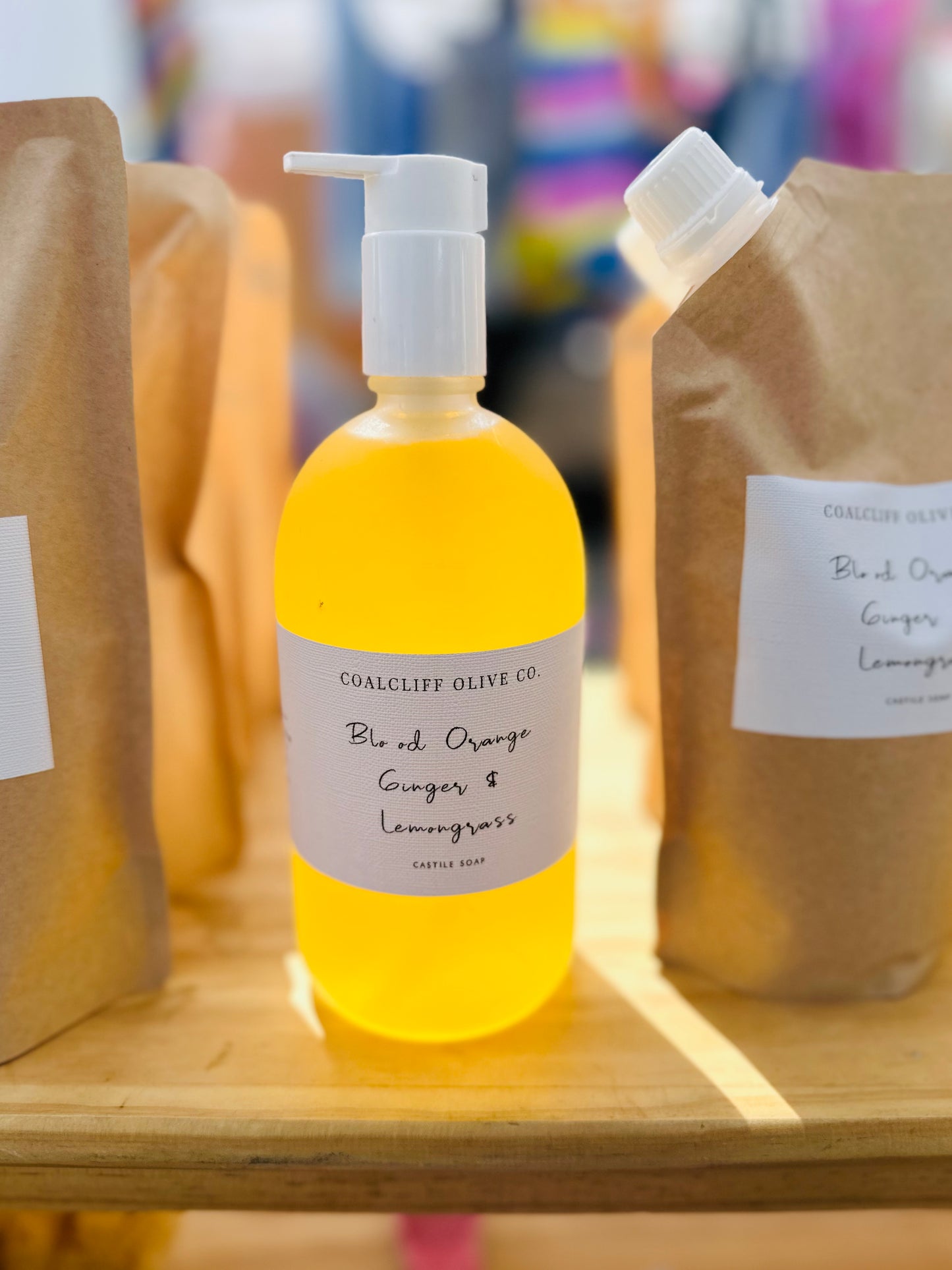 Handmade Blood Orange, Lemongrass & Ginger Castile Soap – 500ml Glass Bottle | Organic & Luxury Natural Soap